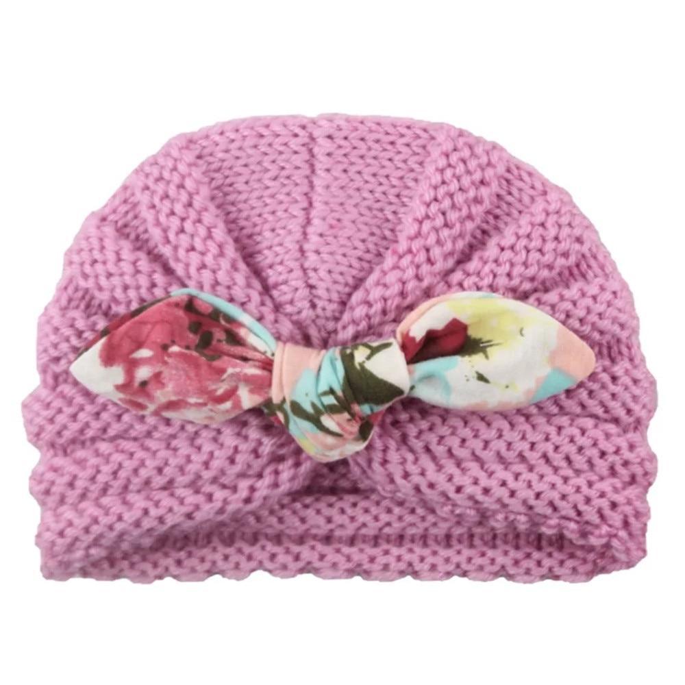 New  Handmade Cotton Girl Hat Autumn Winter Baby Boy Girl Hat Colorful Bow Elastic Cute Baby Turban In Elegant Design