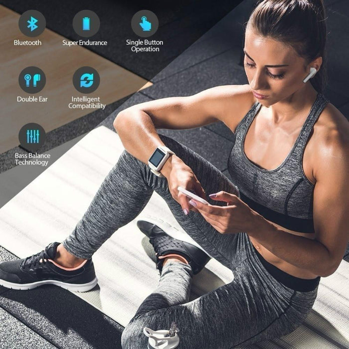 STEVVEX Mini Bluetooth Wireless Earphones Earbuds With Charging Box Sports Headsets Audiophones For  Smart Mobile Phone