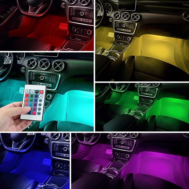 Lights LED Car Strip Lights with Two-Line Waterproof Design RGB LED Strip Light With USB Wireless Remote Music Control Multiple Modes For Auto Car