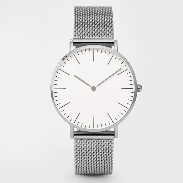 Fashion Unisex Watches Ultra Thin Stainless Steel Mesh Belt Quartz Classic Casual Watch For Women and Man