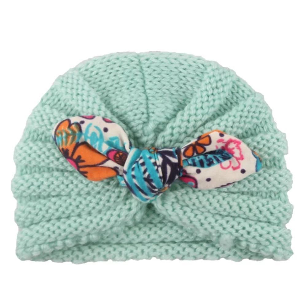 New  Handmade Cotton Girl Hat Autumn Winter Baby Boy Girl Hat Colorful Bow Elastic Cute Baby Turban In Elegant Design