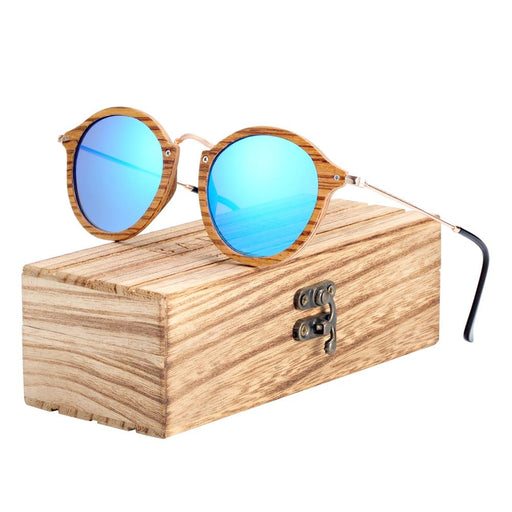 New Luxury Zebra Wood Sunglasses Handmade Round Sunglasses Polarized Eyewear  For Men and Women With UV400 Protection
