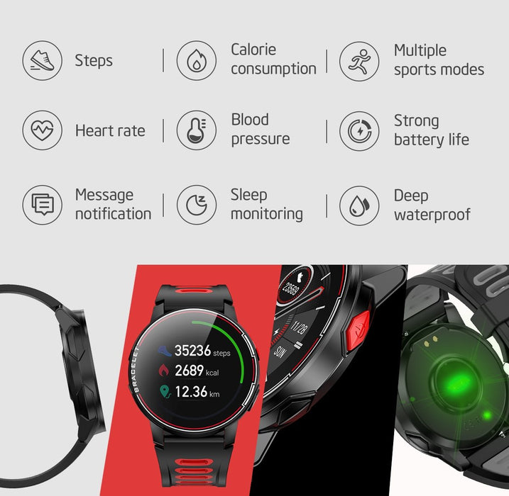 New Proffesional Smart Watch With IP68 Waterproof Protection  Sport Men Women Bluetooth Smartwatch Fitness Tracker Heart Rate Monitor For Android IOS