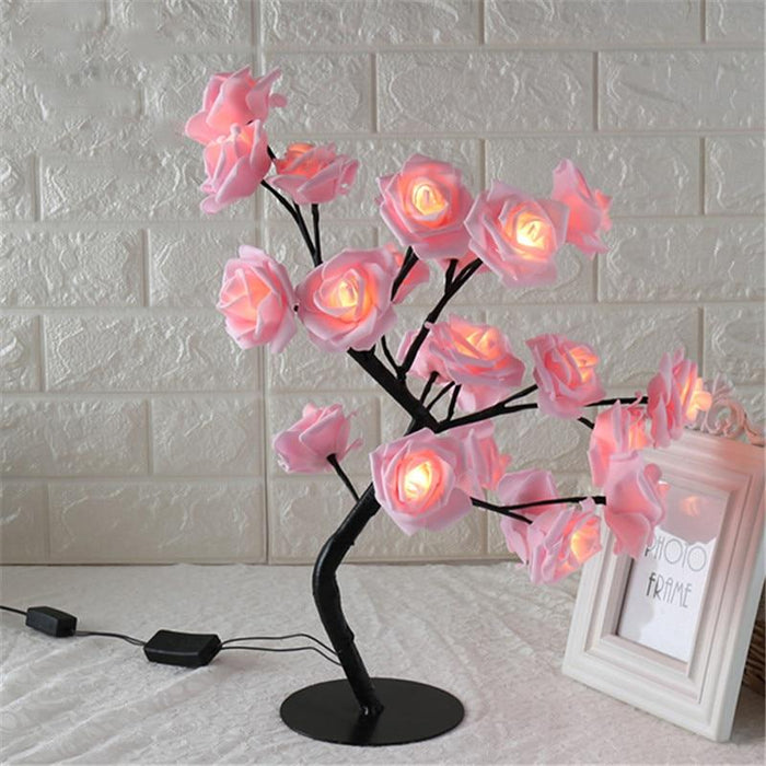 STEVVEX Rose Shaped Table Lamp Flower Rose Tree Decorative Light for Living Room Bedroom Kids Room/Decor Light