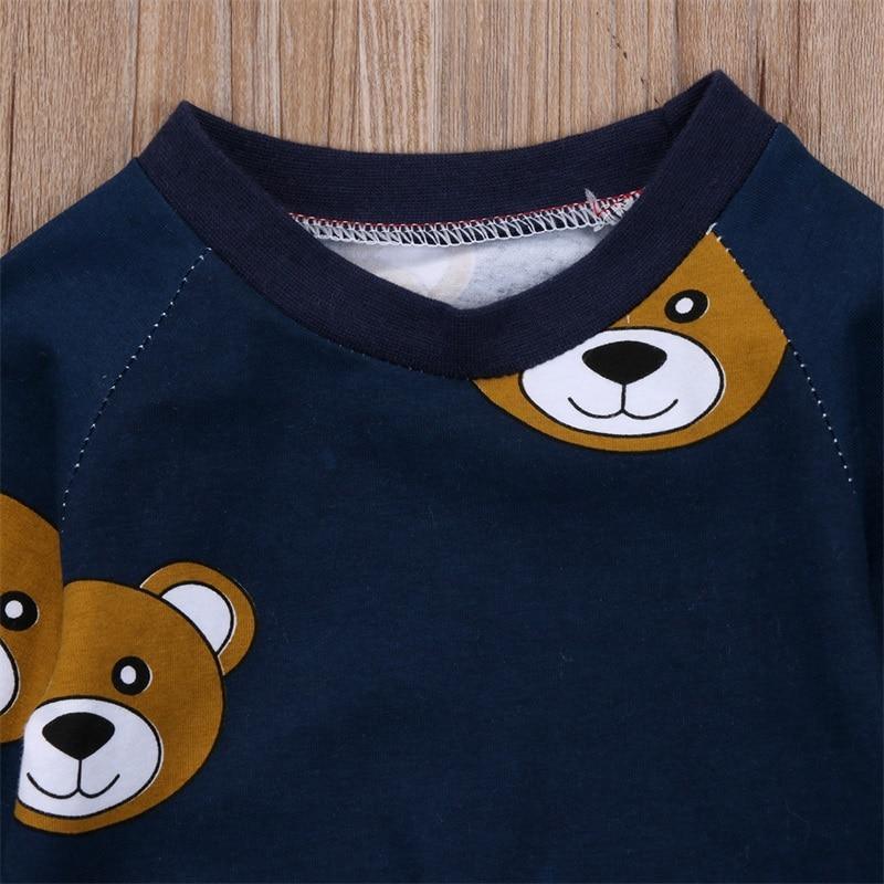 Baby Boy Clothes T shirt Hoodies and Long Pants Long Sleeve Outfits For Boys Pajamas With Bear Deisgn In Modern Style