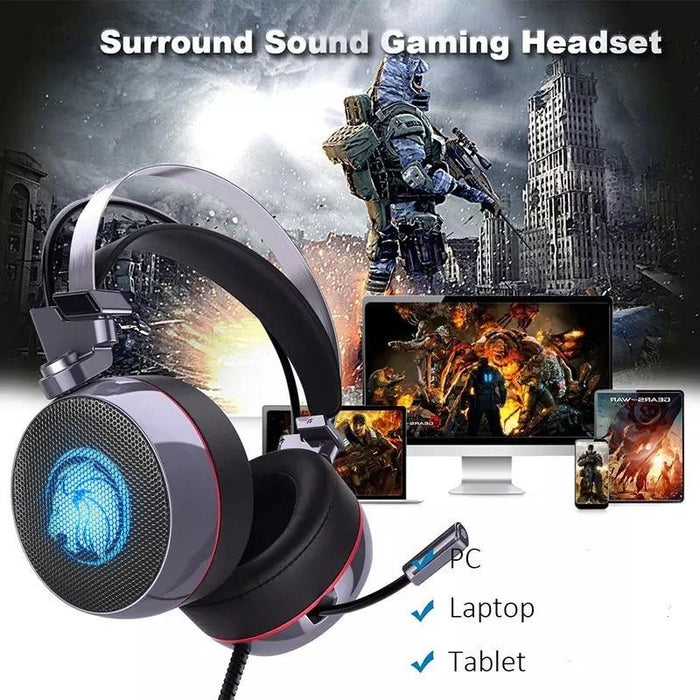 STEVVEX N43 Stereo Gaming Headset 7.1 Virtual Surround Bass Gaming Earphone Headphone with Mic LED Light for Computer PC Gamer (N43)