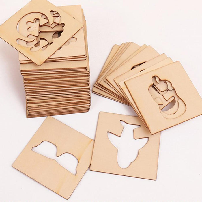 100Pcs Baby Wooden Drawing Toys Painting Stencil Templates Coloring Board Children Creative Doodles Early Learning Education Toy