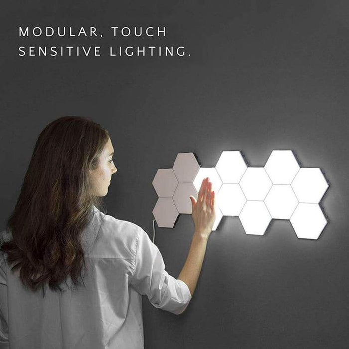 Modern Quantum lamp LED Modular Touch Sensitive Lighting Hexagonal Lamps  Night Magnetic  Light For Creative Decoration Wall