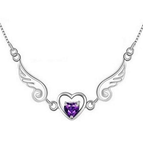 Angel Wing Of Love Heart Silver Plated Necklace Dream Female Necklace Birthday Young Girl's Present Fantasy Romance Gift For Women and Girl