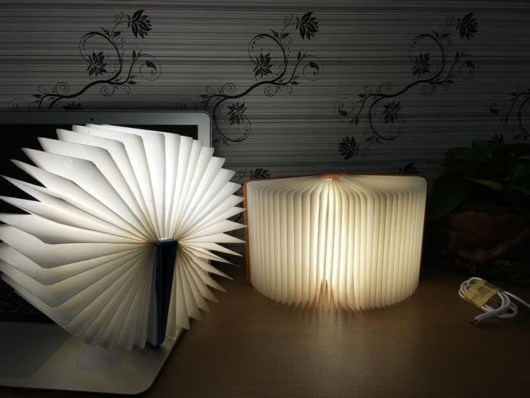 STEVVEX Led Book Lamp Light USB Rechargeable Foldable Wooden Night Light Valentine Birthday Christmas Gift for Family Friend Rechargeable Unique Gift