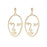 Handmade Abstract Art Earrings Gold Color Hand Palm Face Crystal Dangle Earrings For Women