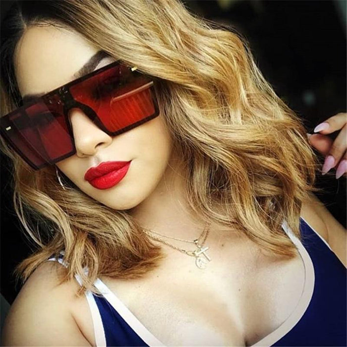 Modern Oversized Square Sunglasses For Lady and Women Luxury Brand Fashion Gafas Shade WIth Mirror Glasses And UV400 Protection
