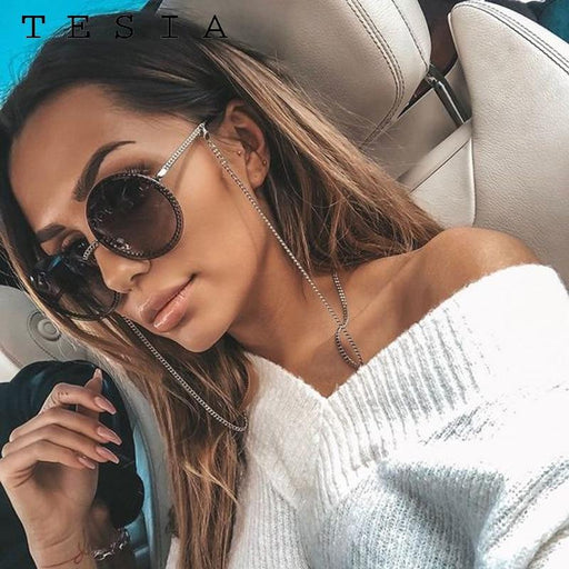 NEW 2021 Famous Luxury Round Retro Rimless Elegant Woman and Lady Sunglasses Style With Zircons and Diamonds and UV400 Protection