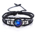 New Gemini C Leo Virgo Libra Scorpio 12 Constellation Amazing Black Elegant Punk Leather Bracelet Zodiac Bracelet For Men And Women