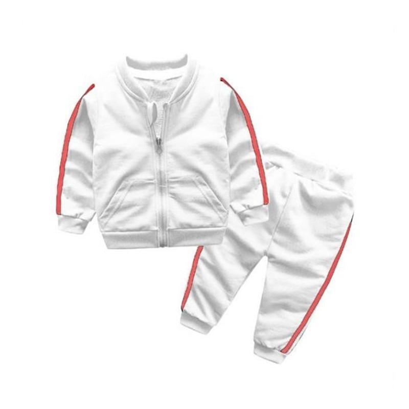 Fashion New Clothes Cotton Long Sleeve Solid Zipper Jacket Pants 2pcs Baby Boy / Baby Girl Clothing Set In Sport Design