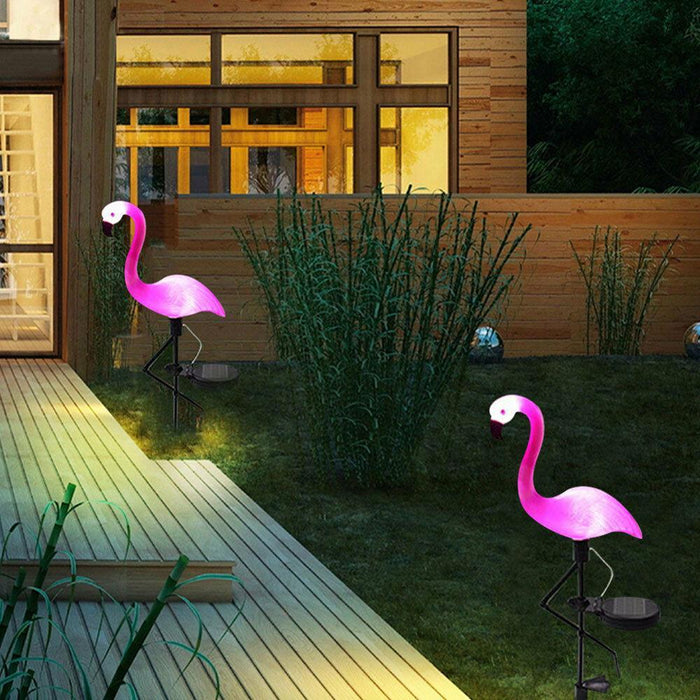 Flamingo LED Solar Modern Lamp For Garden And Yard With Base Station 3 Piece Set Decorative Lighting For Pathway Driveway Landscape