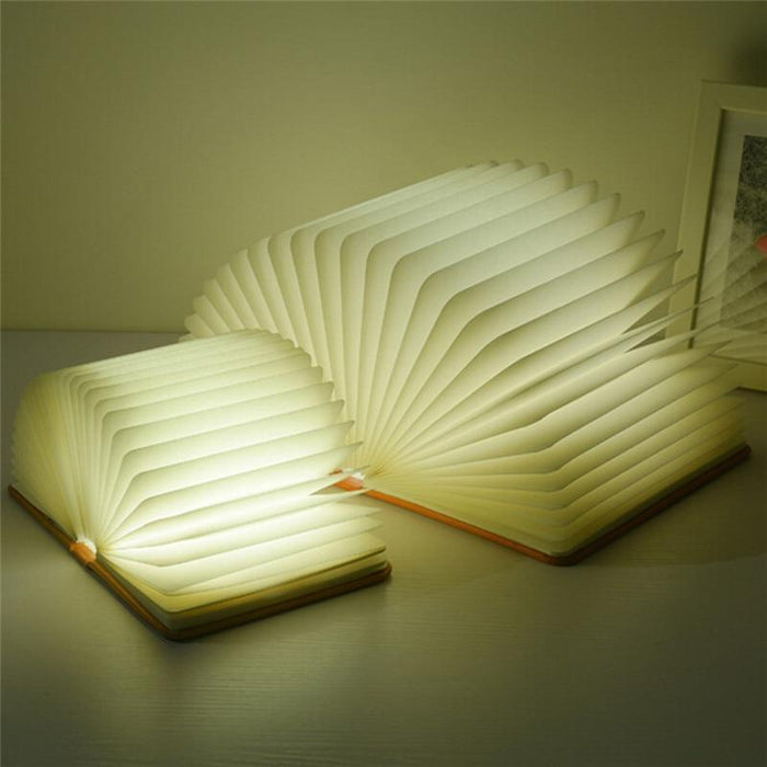 STEVVEX Led Book Lamp Light USB Rechargeable Foldable Wooden Night Light Valentine Birthday Christmas Gift for Family Friend Rechargeable Unique Gift