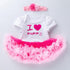 Pink Baby Luxury Bodysuit Infant Girls Princess Puffy Dress Baby Gown Party Wedding Excellent Girls Gift
