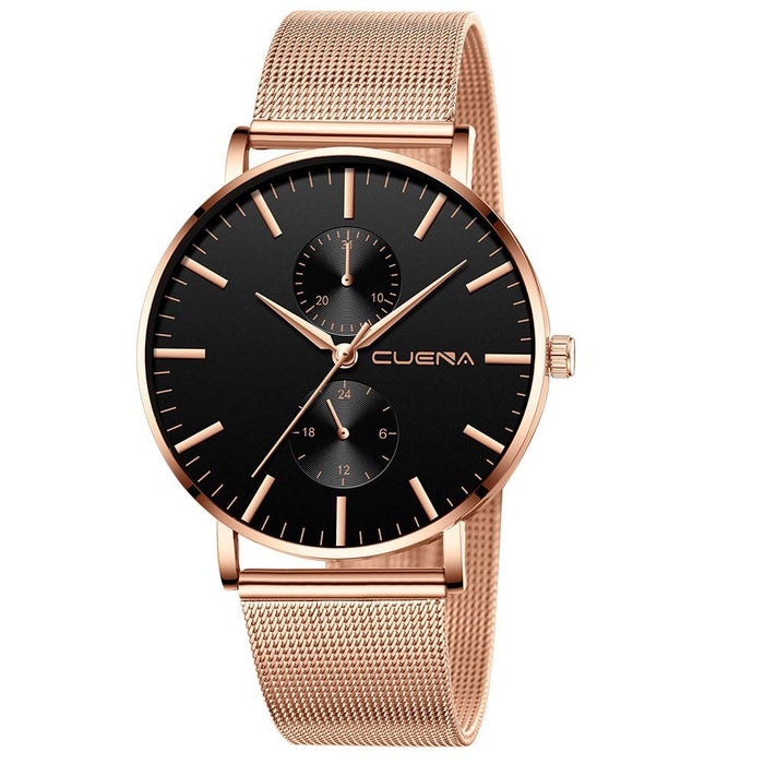 Black 3Bar Watch Men Women'S Watches Ladies Watch With Crystals  Fashion Stainless Steel Band Comfortable Wristwatch