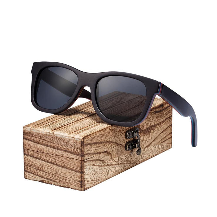 New Skateboard Wood Sunglasses Eyeglasses Polarized Wood Sunglasses Skateboard Real Sunglasses For Women and Men With UV400 Protection