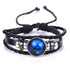 New Gemini C Leo Virgo Libra Scorpio 12 Constellation Amazing Black Elegant Punk Leather Bracelet Zodiac Bracelet For Men And Women