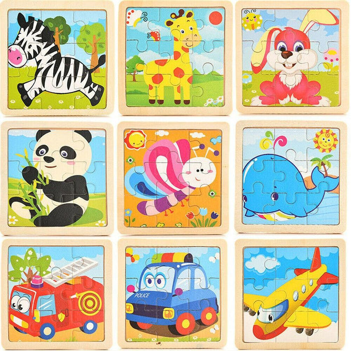 10pcs Of Wood Puzzle Baby Young Children Early Lessons Learned Intelligence Cartoon Animal Puzzle Wooden Toys Education Puzzles