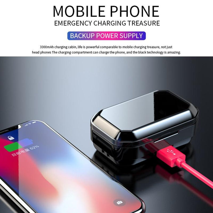 STEVVEX Bluetooth Stereo Earphone Wireless IPX7 Waterproof Touch Earbuds Headset 3300mAh Battery LED Display Type-c Charge Case For Cell Phones