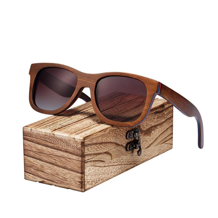 New Skateboard Wood Sunglasses Eyeglasses Polarized Wood Sunglasses Skateboard Real Sunglasses For Women and Men With UV400 Protection