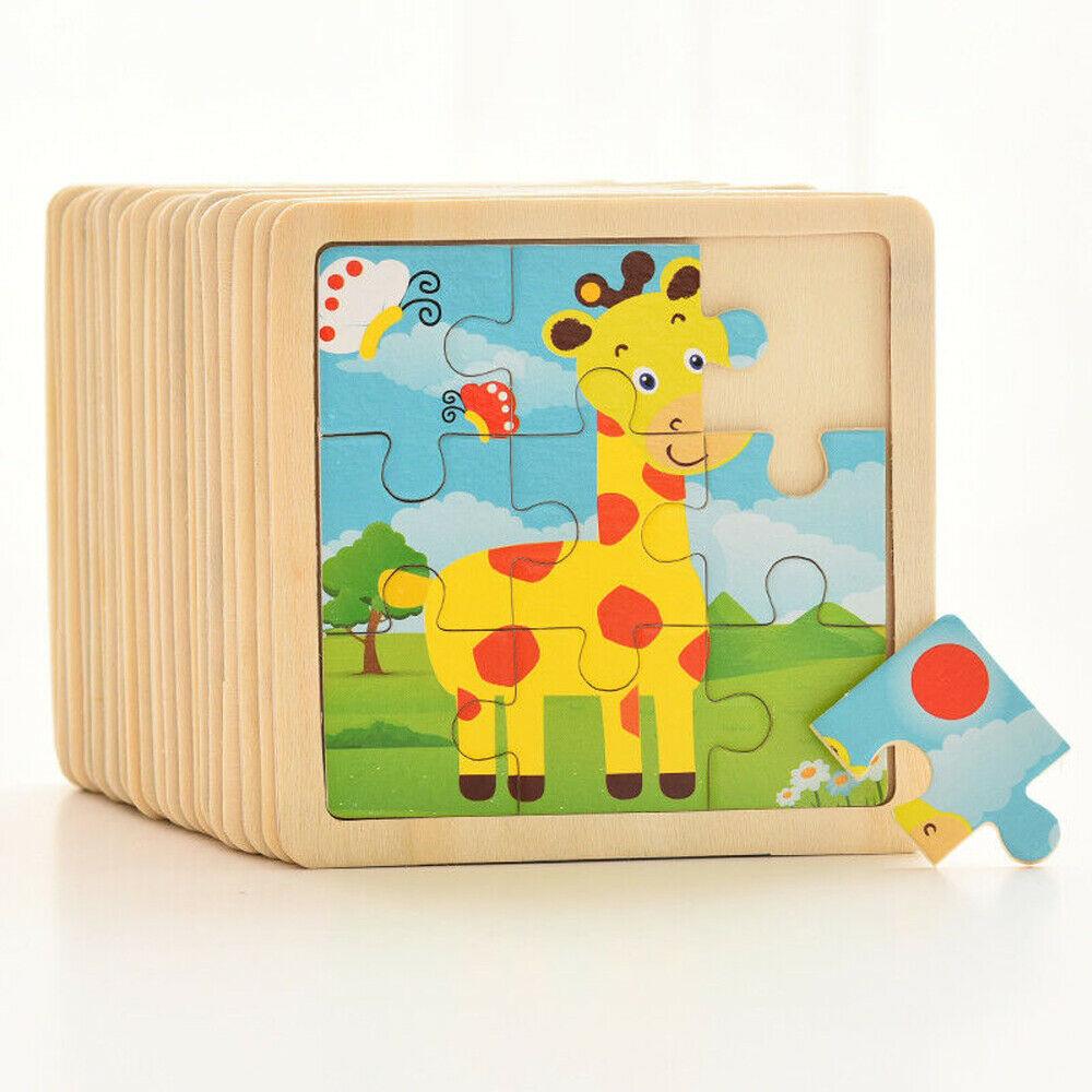 10pcs Of Wood Puzzle Baby Young Children Early Lessons Learned Intelligence Cartoon Animal Puzzle Wooden Toys Education Puzzles