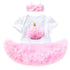 Pink Baby Luxury Bodysuit Infant Girls Princess Puffy Dress Baby Gown Party Wedding Excellent Girls Gift