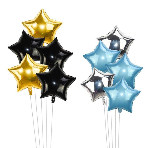 5Pcs 18inch Gold Silver Foil Star Balloon Wedding Balloons for Decoration For Birthdays Baby Children's Kids Birthday Party Wendings Luxury Pentagram Balloons