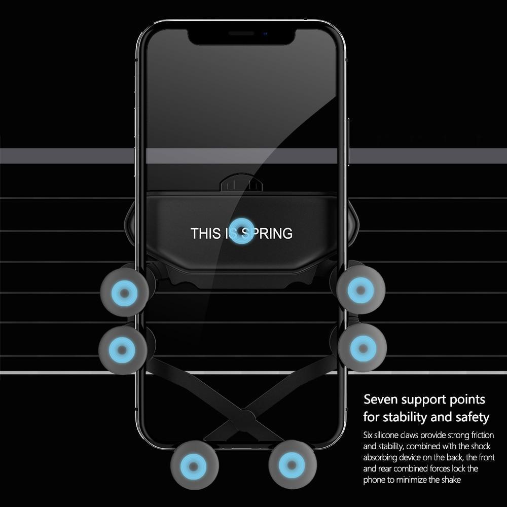 Gravity Car 360 Degrees Rotation Black Phone Holder GPS Stand Car Air Vent Clip Mount Universal Safe Phone Holders