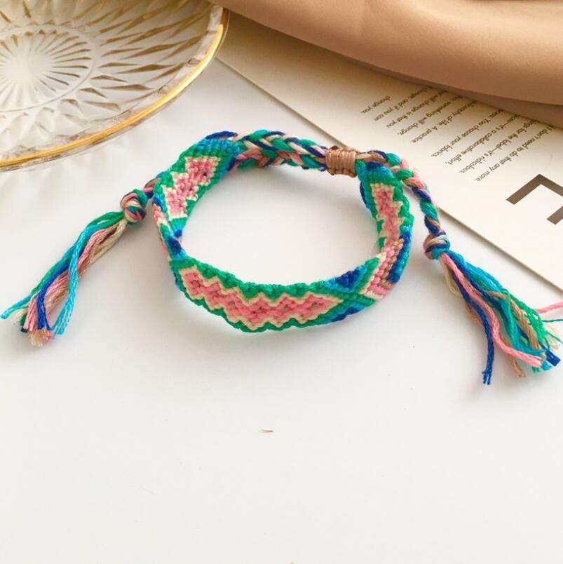 Handmade colorful Bohemian Thread Bracelet Retro Handmade Boho Multicolor String Cord Woven Braided Hippie Friendship Bracelets For Women and Men