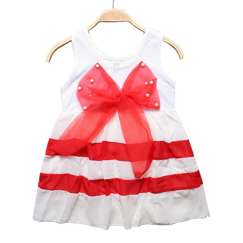 Luxury Summer Fashion Purple Stripe Round Neck Sleeveless Chiffon Dresses for baby Girls With Big Bow