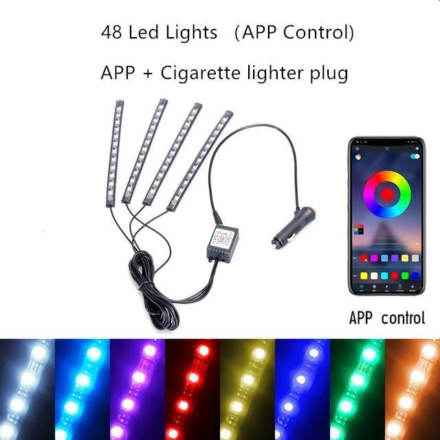 Lights LED Car Strip Lights with Two-Line Waterproof Design RGB LED Strip Light With USB Wireless Remote Music Control Multiple Modes For Auto Car