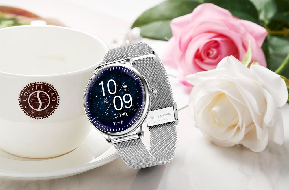 Luxury Modern Stylish Women Smart Watch With Round Screen Smartwatch For Girl Woman and Ladies With Heart Rate Monitor Compatible For Android and IOS Sistems