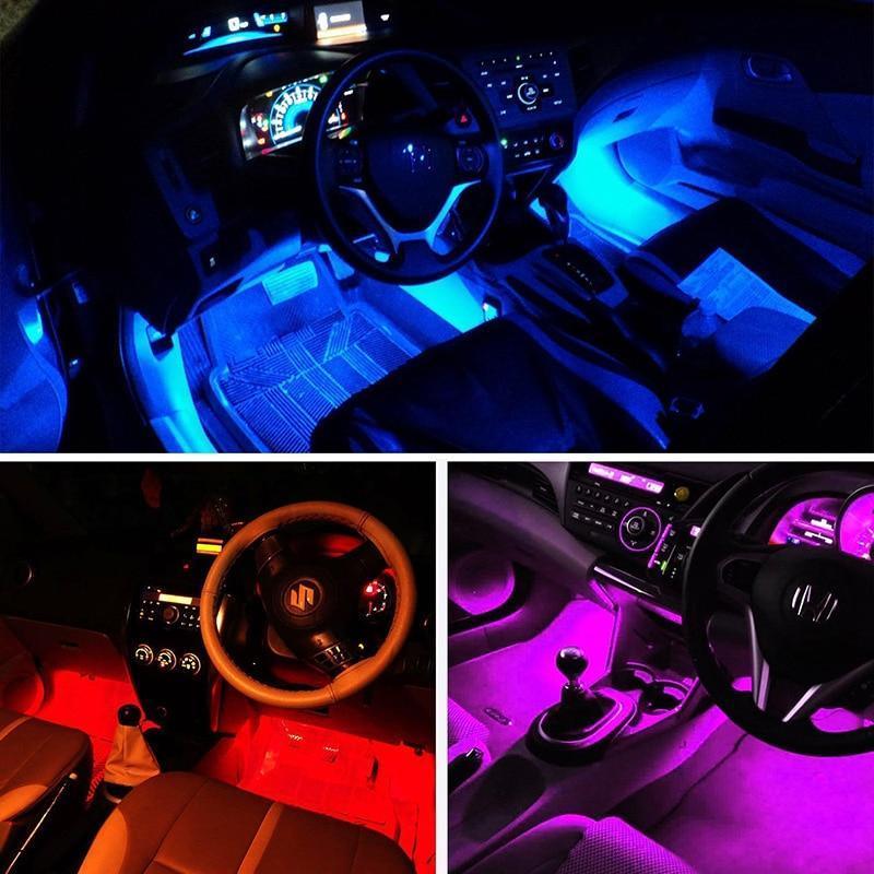 Lights LED Car Strip Lights with Two-Line Waterproof Design RGB LED Strip Light With USB Wireless Remote Music Control Multiple Modes For Auto Car