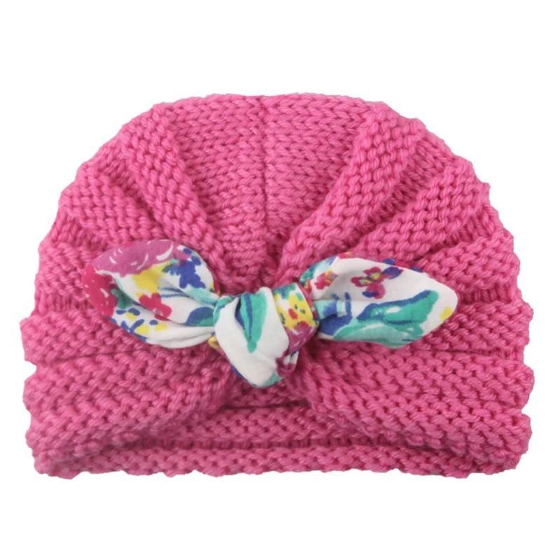New  Handmade Cotton Girl Hat Autumn Winter Baby Boy Girl Hat Colorful Bow Elastic Cute Baby Turban In Elegant Design