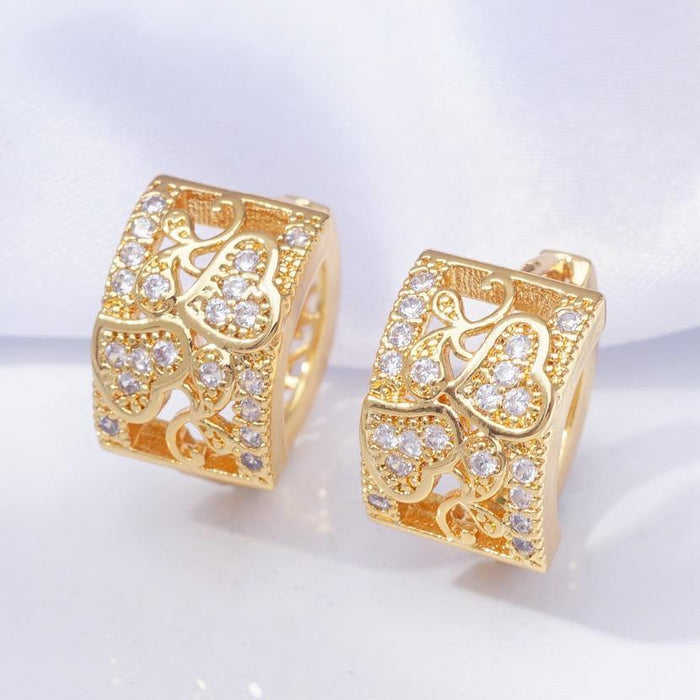 Indian Jewelry Luxury Designer Gold Earrings  AAA Cubic Zirconia Small Hoop Earrings for Women