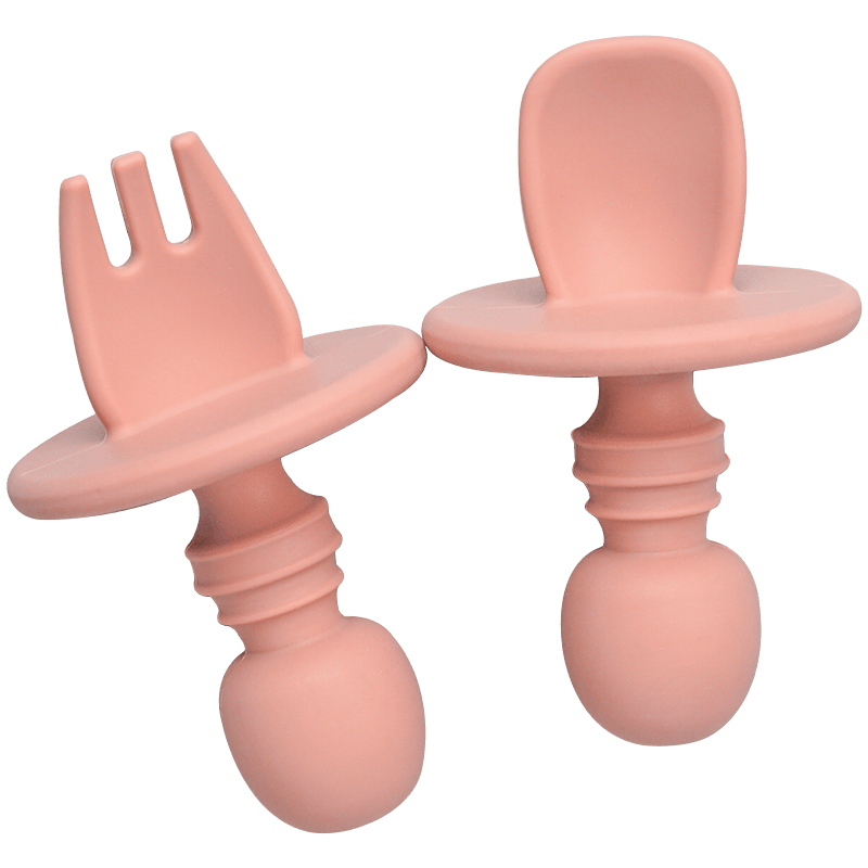 Big Baby Feeding Unique Spoon And Fork Set  Soft Silicone Feeding  Flatware  Safe Training Spoon For Baby Girls And Boys