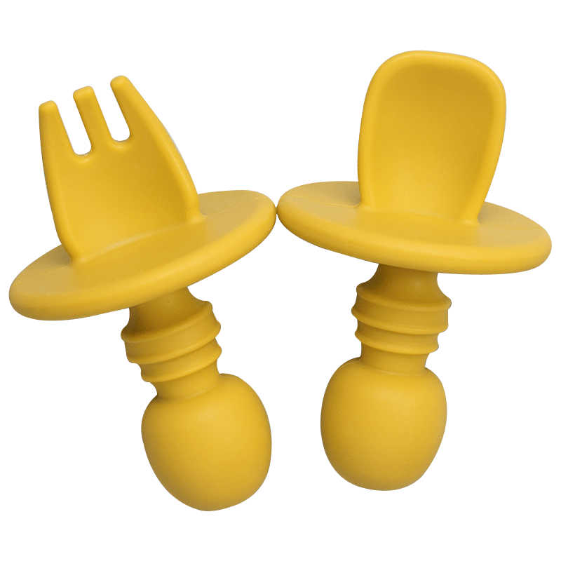 Big Baby Feeding Unique Spoon And Fork Set  Soft Silicone Feeding  Flatware  Safe Training Spoon For Baby Girls And Boys