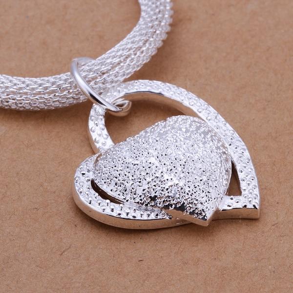 Luxury Shiny Silver Gorgeous Charm Fashion Heart Wedding Love Necklace Silver Jewelry