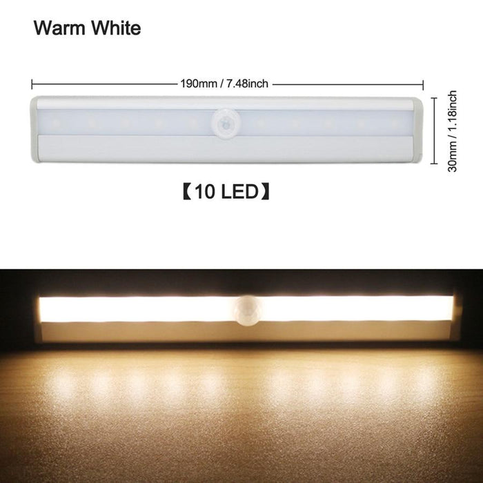 STEVVEX 6/10 LEDs PIR  with Motion Sensor Light for Cupboard, Wardrobe, Bed Lamp LED Under Cabinet Night Light For Closet Stairs Kitchen and multifunctional
