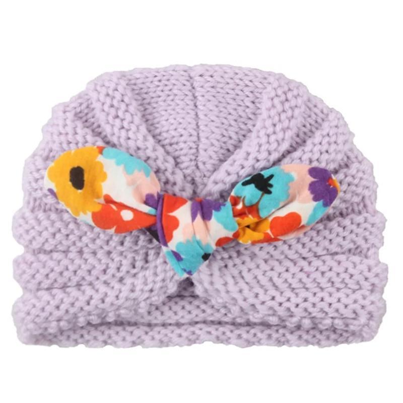 New  Handmade Cotton Girl Hat Autumn Winter Baby Boy Girl Hat Colorful Bow Elastic Cute Baby Turban In Elegant Design