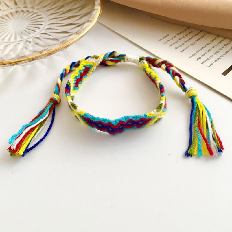 Handmade colorful Bohemian Thread Bracelet Retro Handmade Boho Multicolor String Cord Woven Braided Hippie Friendship Bracelets For Women and Men