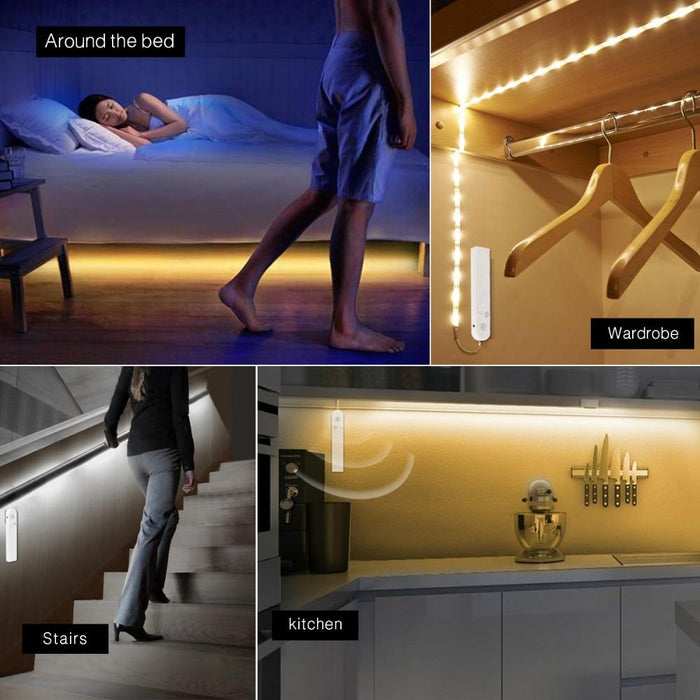 Stevvex Bedside Lights Wireless Night Mode WIth USB Powered Human Body Detector LED Strip Tape for Stairs Corridor
