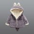 Baby Girl Einter Jacket Girl Cute Rabbit HoodedJacket Children's Wool Sweater Plus Thick Warm Plush For Kids