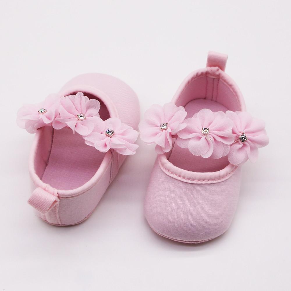 Baby First Walker Shoes Kids Girls Baby Party Ballerina Shoes Infant 3D Flower Rhinestone Shoes In Modern Design