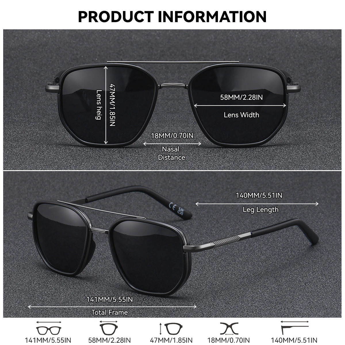 BARCUR Sunglasses Men’s Polygon Fashionable Frame – Polarized UV400 Protection for Summer Driving Outdoor and Casual Wear – Stylish Comfortable Thickened Striped Design with TAC Lenses