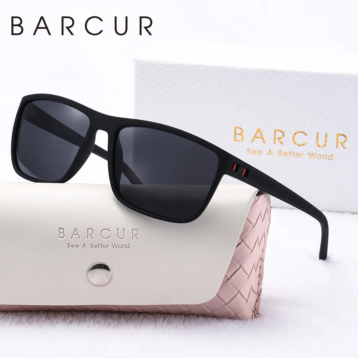 BARCUR Original Trendy White Pink Polarized Sunglasses Lightweight Comfort Square PC Eyewear for Women Sports UVA & UVB Protection Trendy Sun Glasses for Summer